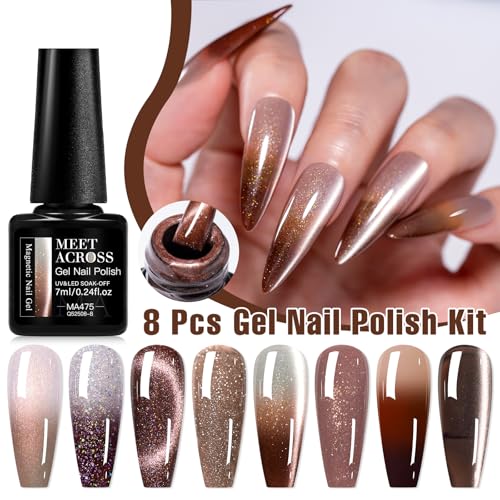 Set 8 esmaltes de uñas gel marrón y otros colores miniatura 2