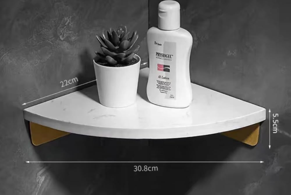 Singolo Livello B - Estante de ducha esquinero para baño, estantes flotantes, mármol, aluminio, latón, pared, piedra, champú, gel de ducha, estantes de cocina