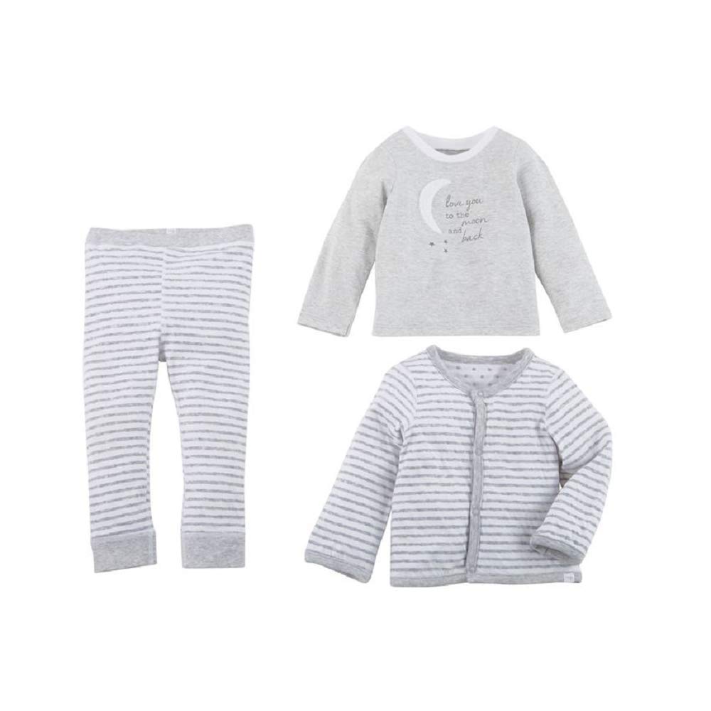 Ensemble réversible bébé gris Mud Pie 3 pièces vêtement naissance 6-9 mois confortable
