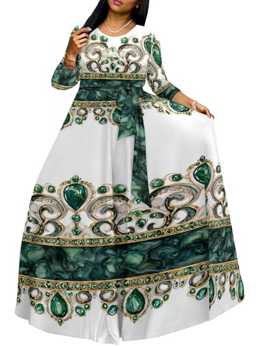 Image of PinkPatty Women's Long Sleeve Maxi Dress Plus Size Trendy Wedding Guest Wrap Dress with Pockets&Belt