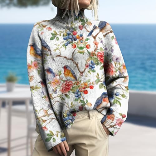 Turtleneck Sweater Women Casual Long-Sleeved Chunky Pullover Sweater Fashion Outfits Fall Winter Clothes 20252