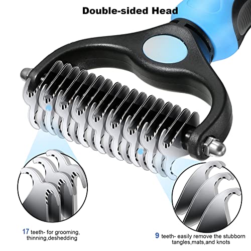 image for Dog Brush for Shedding, Sebtle Double Sided Undercoat Rake Comb for Do