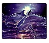 Sunset and Dolphins Background Gaming Mouse Pad Oblong Shaped Mouse Mat Natural Eco Rubber Durable Computer Accessories Mouse Pads Support Wired Wireless or Bluetooth Mouse