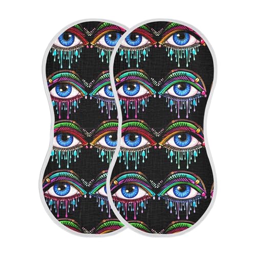 xigua Colorful Eyes Baby Burp Cloths for Newborn Boys and Girls 2 Pack, Soft & Absorbent Cotton Baby Burp Cloth, Baby Washcloths, Newborn Towel, Burp Rags2