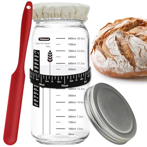 Mellbree Sourdough Starter Jar Kit, 35 oz Sourdough Bread Starter Jar Kit for the Perfect Sour Dough Bread & Sourdough Starter Kit