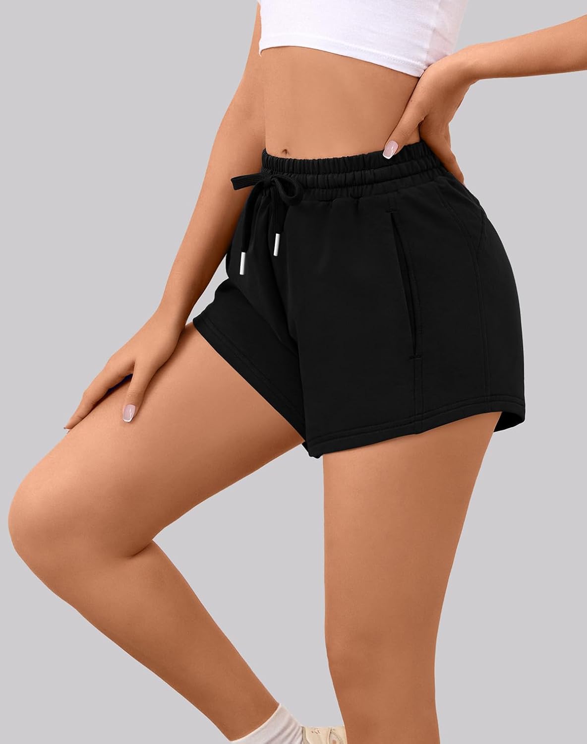 Sweat Shorts Women Comfy Trendy Casual Summer Drawstring Cotton Lounge Shorts Womens Athletic Outfits Clothes - Image 3