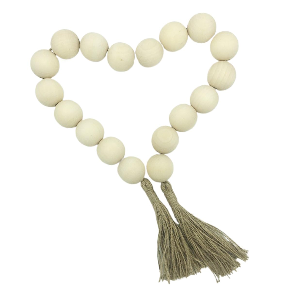 ROCKPOEM 104cm Large Wooden Bead Garland with Tassels, Rustic Farmhouse Decor for Christmas and Home Decoration, Natural Wood Bead String for Country Style Interiors