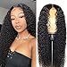 Eooma HD Transparent Lace Front Wigs Human Hair with Baby Hair 180% Density 18 Inch Brazilian Curly Lace Closure Human Hair Wigs for Black Women Natural Black Color