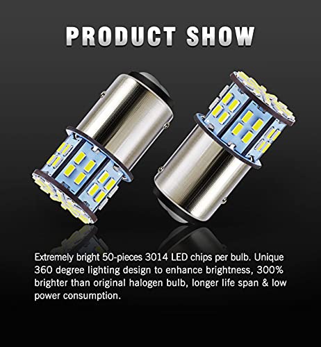Antline 1157 BAY15D 7528 2057 2357 LED Bulbs White 10-Packs, Super Bright 3014 50-SMD LED Replacement for 12 Volt RV Camper Car Vehicle Trailer Boat Trunk Backup Reverse Tail Brake Turn signal Lights