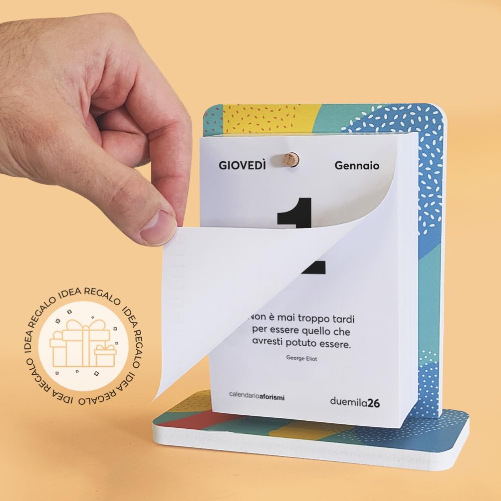 Calendario da Scrivania 2026 Aforismi Motivazionali | Fogli a Strappo con Citazioni Filosofiche | Base Forex Montata | Idea Regalo | Q&B Grafiche®e (2026, COLOR - Multipack 3)
