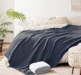100% Organic Muslin Cotton Throw Blanket for Couch, Adult, Bed, 4 Layers Pre-Washed Plant Dyed Yarn,