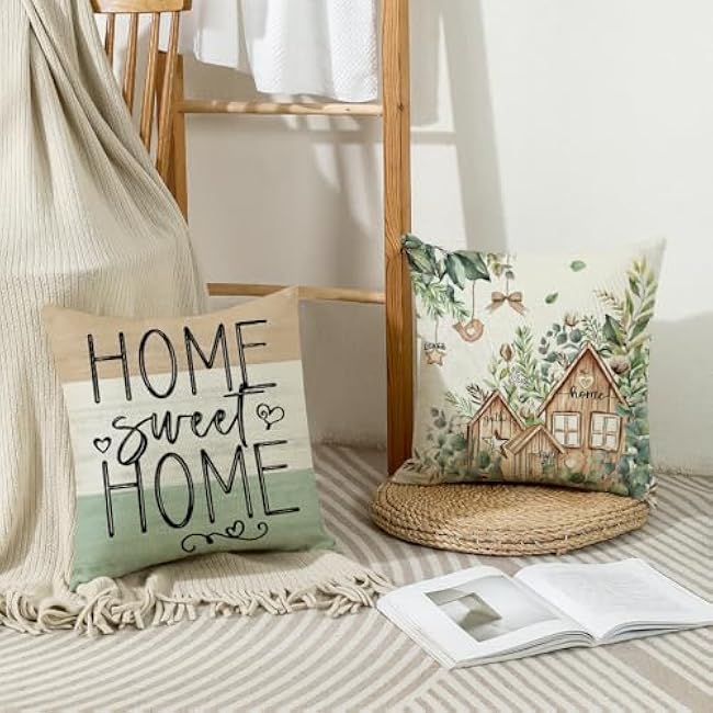 wyooxoo Throw Pillow Covers 18x18 Set of 4 Spring Pillow Covers Decorative Farmhouse Cushion Case for Sofa Couch Outdoor Living Room Home Decor