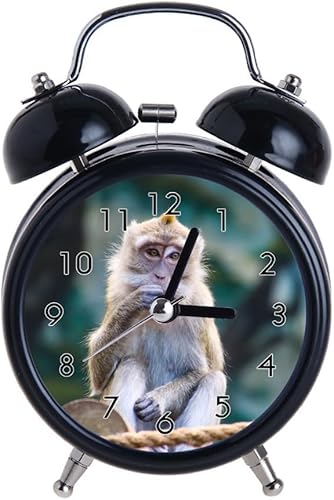 Reloj despertador para niños, retro, silencioso, puntero, números redondos, doble campana, despertador, ruidoso, color negro, luz nocturna,