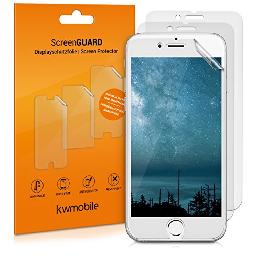kwmobile 3x Lámina protectora de pantalla MATE y ANTIREFLECTANTE con efecto antihuellas para Apple iPhone 6 / 6S / 7 / 8 (más pequeño que la pantalla, dada la curvatura de la misma)