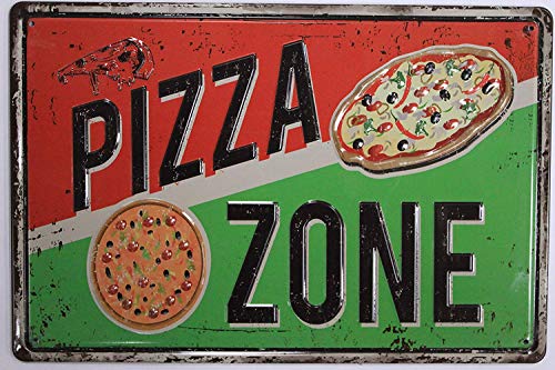 Jackgold Honey Aluminum Metal Tin Sign Pizza Zone Tin Sign Restaurant Kitchen Home Decor Wall Art Retro Vintage Distressed 8 X12 | Pizza Sign Wall Decor