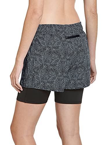 Jockey Women's Underwear Performance 2-In-1 Mesh Side Short, Dotted Black Waves/Black, S #TOP2
