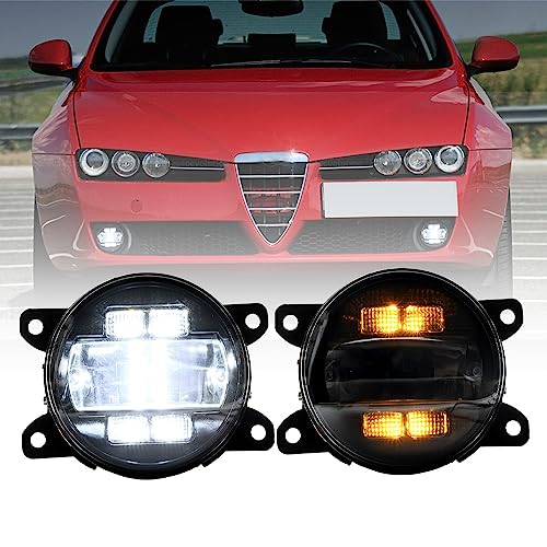 NSLUMO Feu antibrouillard LED DRL Feux diurnes pour Alfa Ro.meo Giulia Stelvio Pare-chocs avant Réflecteurs antibrouillard Ensemble Clignotants DLR Feu de...