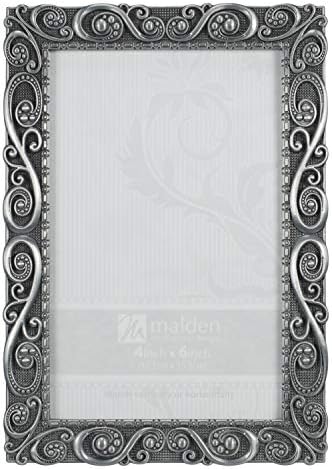 Malden International Designs Morgan Pewter Metal Picture Frame, 4x6, Silver