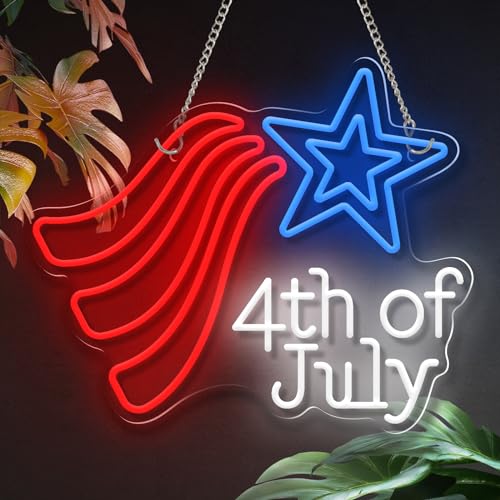 Image of Neon Sign Outdoor for Wall Decor, Dimmable Neon Light Sign for Home Decoration, USB Power Light Home Table Decor for Living Room Dining Table for American Festival Celebration Home Decor 15.7 inchx13 inch