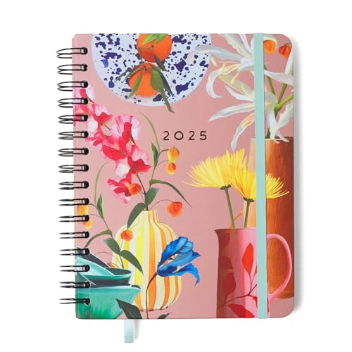 Agenda Planner Wire-O 2025 Ateliê Semanal Notas C/Divisórias A5 Rosa, Cicero