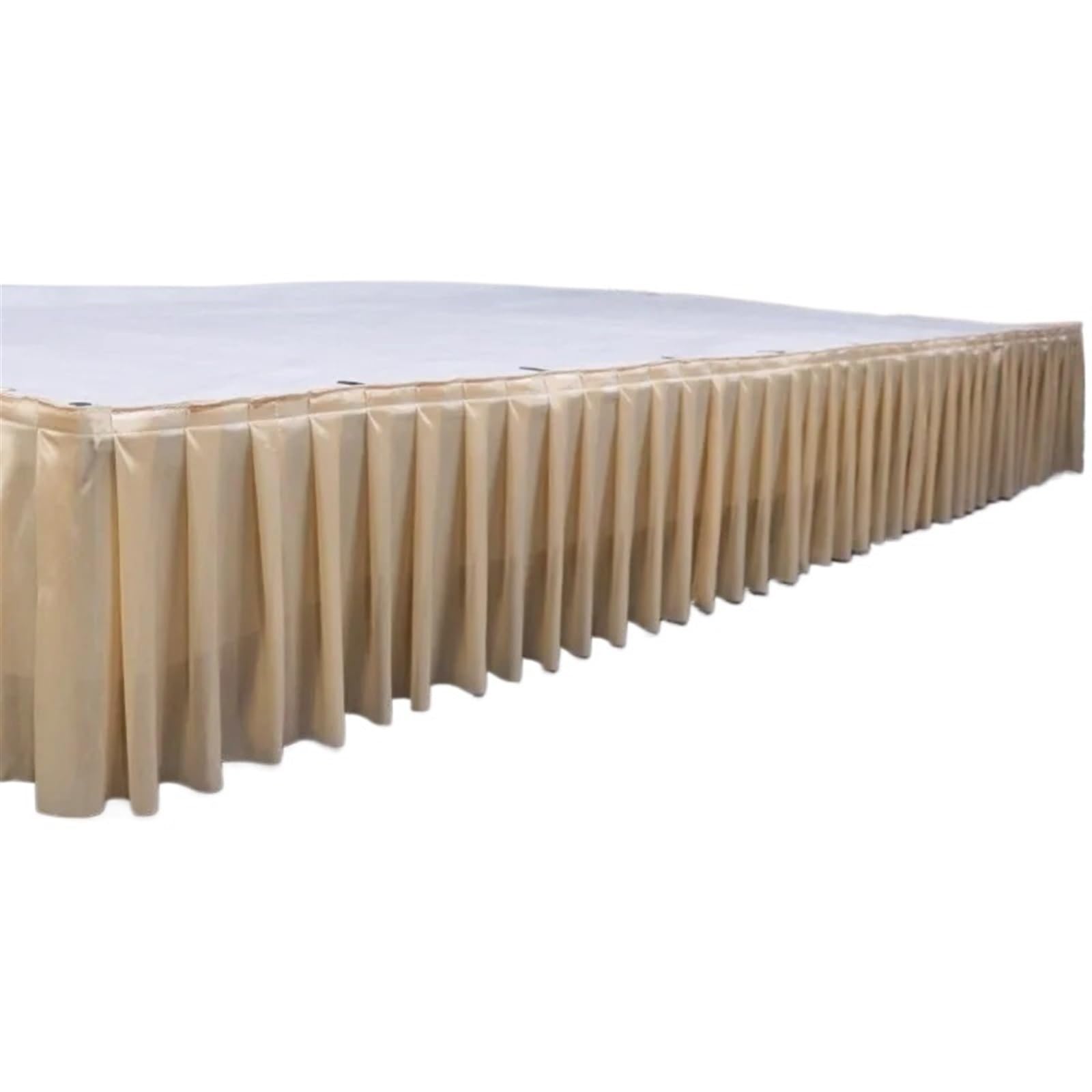 MMYUAK Party Table Skirts Pleated Table Skirt Wedding Backdrop Curtains Table Cothes For Birthday Banquet Stage Table Skirting Event Party for Home Decor(Champagne,H35cm x L300cm)
