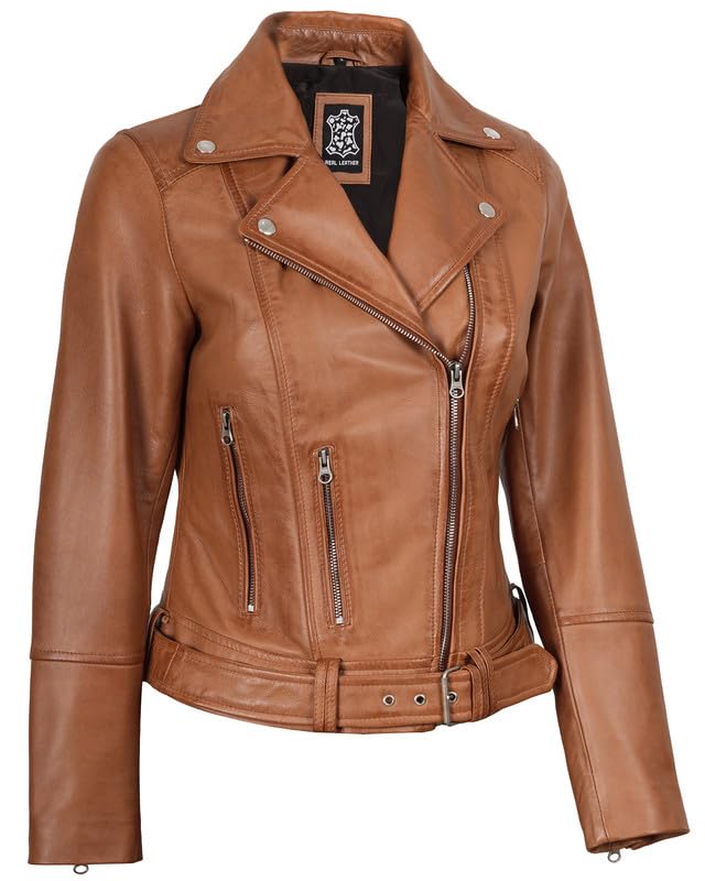 Image of Blingsoul Womens Real Leather Jacket - Asymmetrical Leather Jackets for Women
