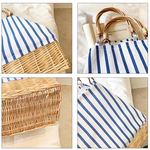 Bolso Tote Bohemio de Playa Azul con Rayas miniatura 2