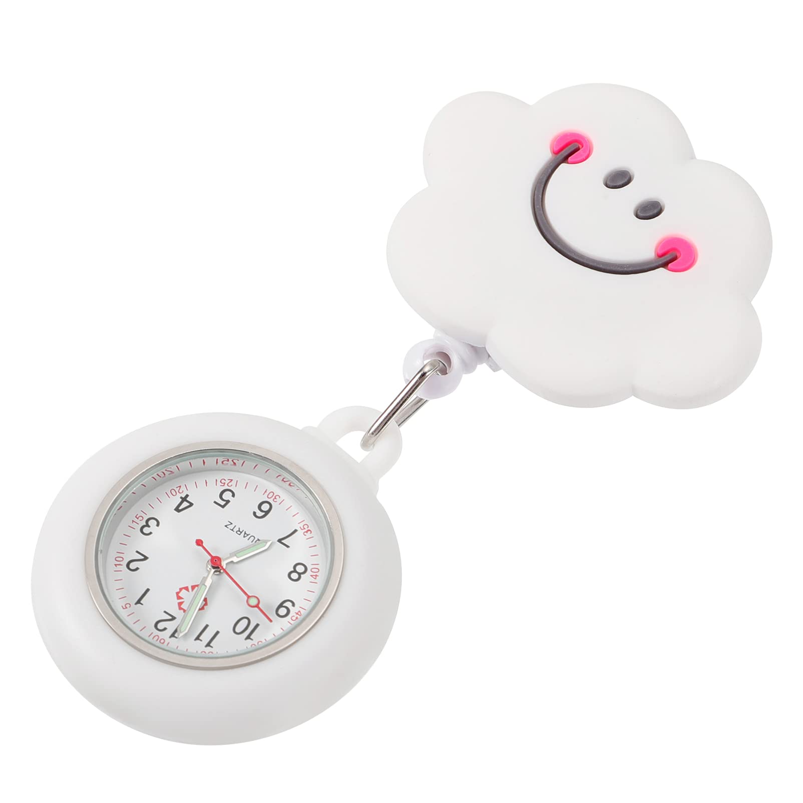 iplusmile Uhr Versenkbar Ansteckuhr Taschenuhr: Wolke Brosche Silikon Pflegeuhr mit Clip Ärzte Krankenschwestern Sanitäter Krankenpfleger Damen Geschenk Weihnachten Neujahr