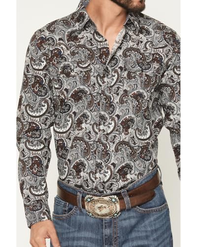 Cody James Men's Colorado Ridge Paisley Print Long Sleeve Snap Western Shirt - CJFA25W18-BN-T XXX- Tall Brown3