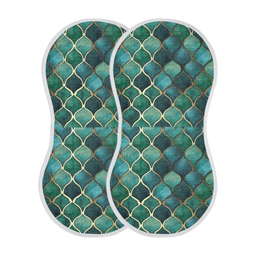 xigua Green Scale Pattern Baby Burp Cloths for Newborn Boys and Girls 4 Pack, Soft & Absorbent Cotton Baby Burp Cloth, Baby Washcloths, Newborn Towel, Burp Rags2