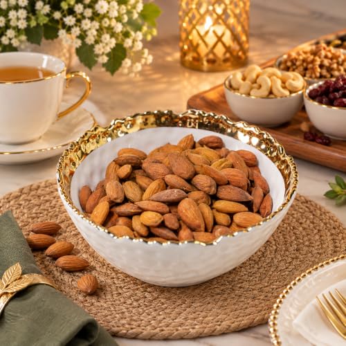 Image of MARKET 99 Ceramic Round Serving Dish | Glossy Antique Off-White Platter | Elegant Ceramic Bowl for Sweets, Dry Fruits, Snacks & Cookies | Perfect Serveware for Dining Table, Festive & Gatherings