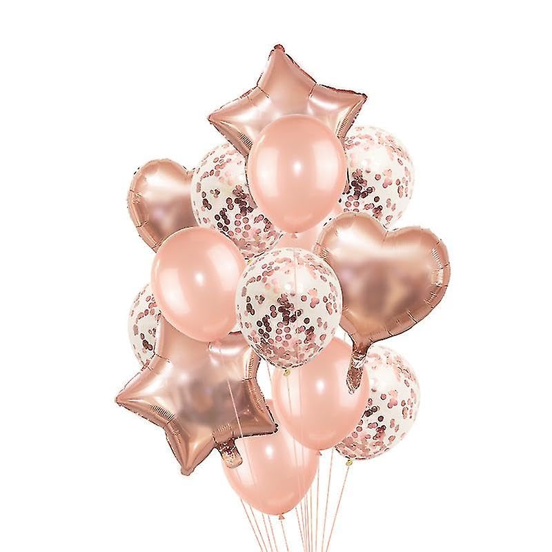 Rose Gold Balloons Set of 1- Latex Confetti, Foil Heart Star Balloons for Birthday Wedding Baby Shower Party Balloon Decoration Party Supplies (Pack of 1)