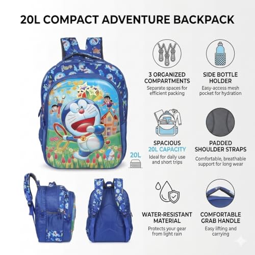 Image of Stylbase Kid School Backpack Bag for Girls and Boys | Ideal School Picnic Travel & Travelling Bag |17 Inches 4 Compartments, Water-Resistant Multipurpose for Kids