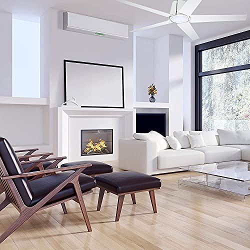 Luminance Kathy Ireland Home Floret Eco Indoor/Outdoor Ceiling Fan With Led Modern Fixture With Dc Motor, 5 Blades And Removable Lighting | Damp Rated, 60 Inch, Satin White #TOP1
