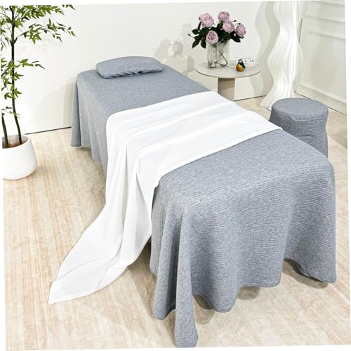 Drap de lit de massage gris lavable housse spa avec trou visage - 7