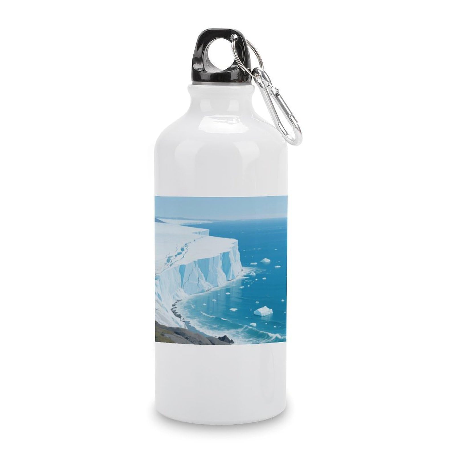 Fekiloot Style Glacier Bay Aluminum Water Bottle Travel Tumbler Reusable Lightweight Outdoor Sports Water Bottles For Gym Sports Camping Hiking Fishing600ml