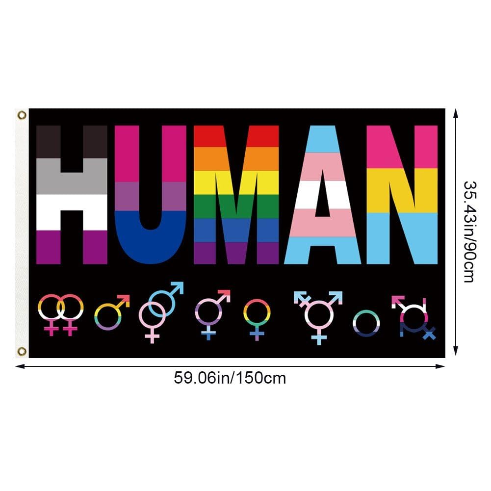 Zghhc Tęczowa flaga Gay-Pride, 90 x 150 cm, LGBTQ Gay Pride, tęczowa flaga Pride, flaga postępu, flaga lesbijek-gejów transpłciowych