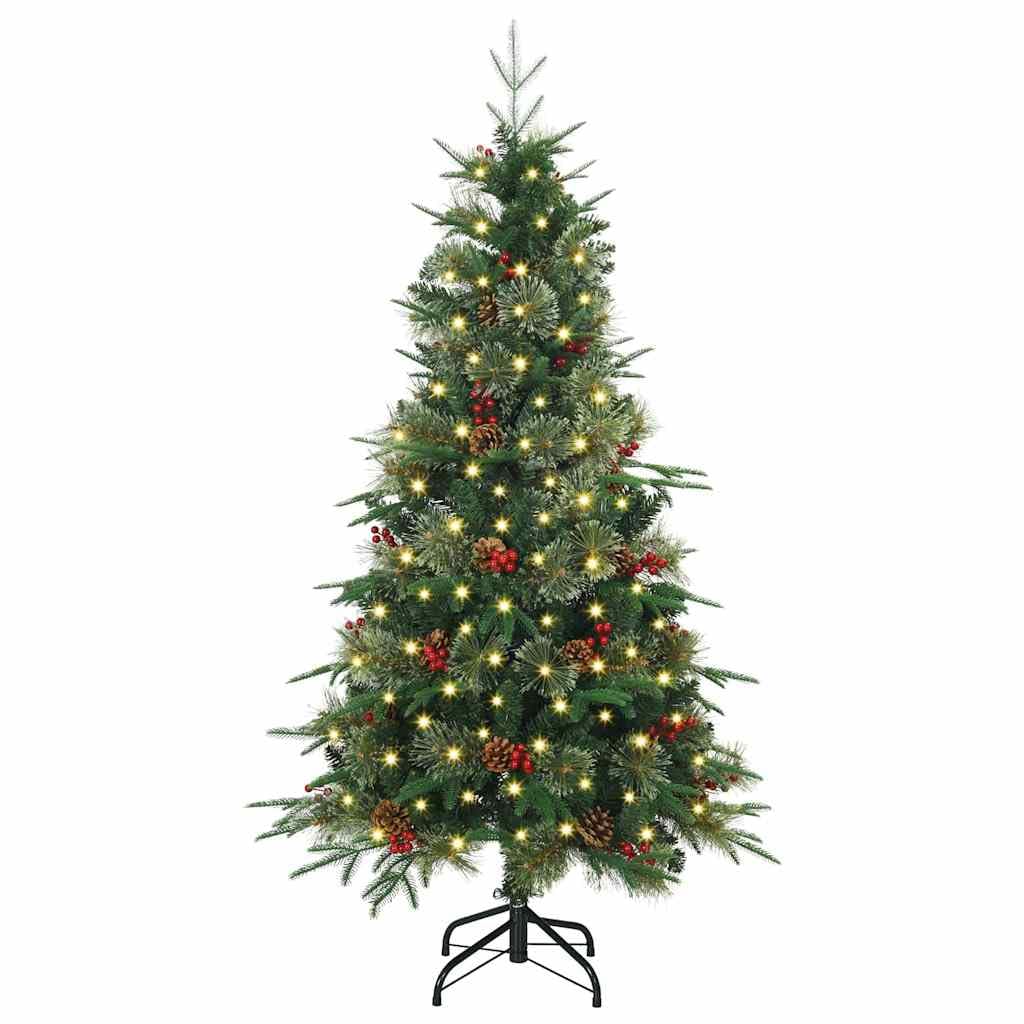 Sztuczna składana choinka, zielona, 150 cm, PE i PCW, z 150 diodami LED, 8 trybów, zasilanie USB, do użytku wewnątrz i na zewnątrz, świąteczna dekoracja
