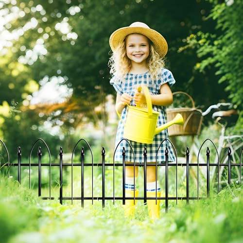 ARIFARO Decorative Garden Fence 61cm H x 61cm W (5 Panels, Total Length 3m) Rustproof Metal Fence No Dig Pet Barrier Fencing for Patio Outdoor Yard