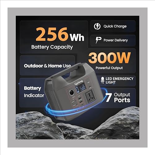Image of Lifelong 256Wh LiFePO4 Portable Power Station - 10-Year Battery Life, 230V 50Hz, Power 6 Appliances at Once, Fast Charging, Home & Outdoor Use