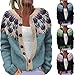 Wool Blend Sweaters for Women Fisherman Sweater Women Irish Wool Argyle Fair Isle Vintage Boho Flower Aztec Christmas Fleece Cardigan Nordic Icelandic Ski Fall Winter Sweaters 2025 Blue XL