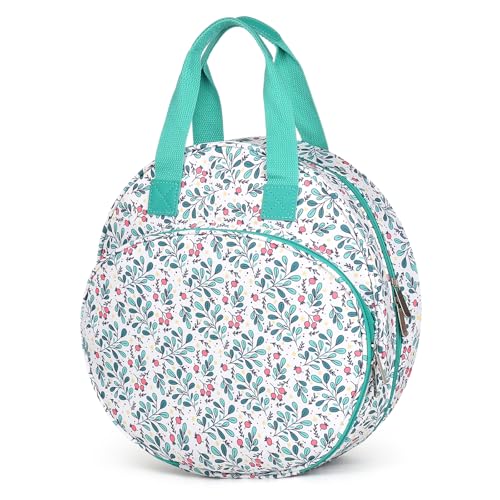 Coopay Bolsa de almacenamiento de punto de cruz y bordado con múltiples bolsillos para aros, kits y proyectos, diseño redondo portátil