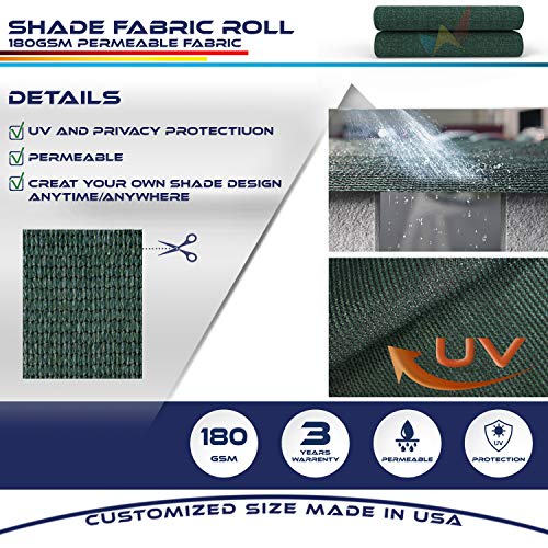 Windscreen4Less Dark Green Sunblock Shade Cloth,95% Uv Block Shade Fabric Roll 8Ft X 25Ft #TOP2