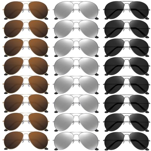 Mepase 25 Pack Classic Pilot Sunglasses for Men Women Polarized Military Driving Sun Glasse Vintage UV Proof Glasses
