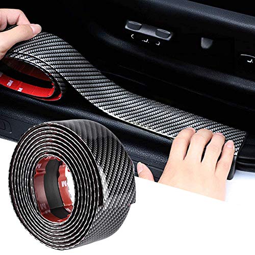 Car Sticker Carbon Fiber Rubber Door Entry Guards Scratch Cover Protector Paint Threshold Guard,Car Bumper Door Guard/Rear Bumper Guard Scratch Scratch Protection Strip (Black)