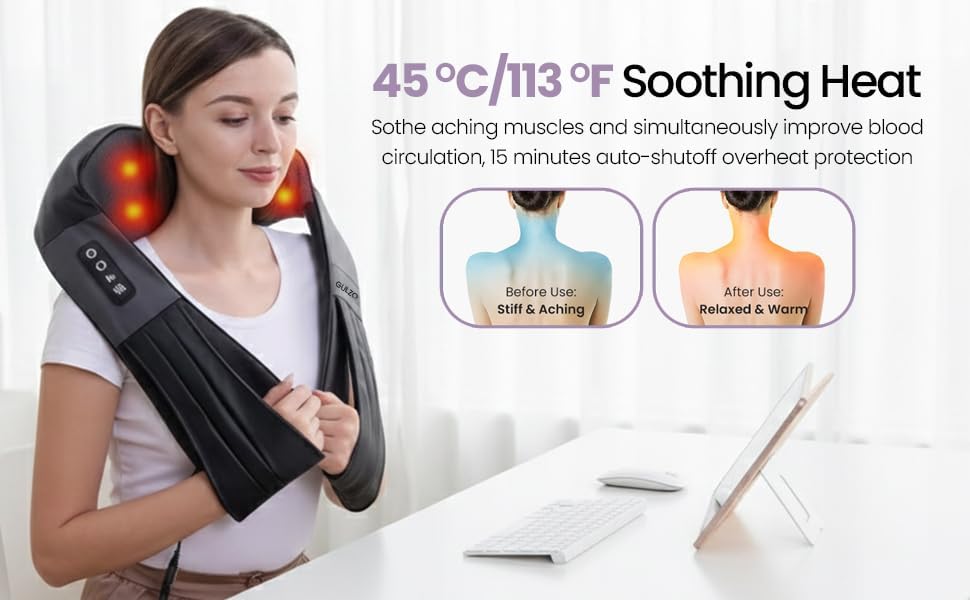 4D Shiatsu Neck and Shoulder Massager with Heat, Deep Tissue Back and Neck Massager for Pain Relief, Eco-Friendly Portable Massage Pillow for Home Office Car, Relaxing Gift for Men and Women - Image 2