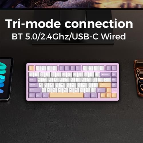 Image of MK INKY75 CNC Aluminum Mechanical Keyboard Triple-Mode Connectivity Gaming Keyboard, 75% Layout Mechanical Keyboard,with Superior Acoustics, Creamy Sounding, RGB /HMX /4000mAh(Dream Lavender)