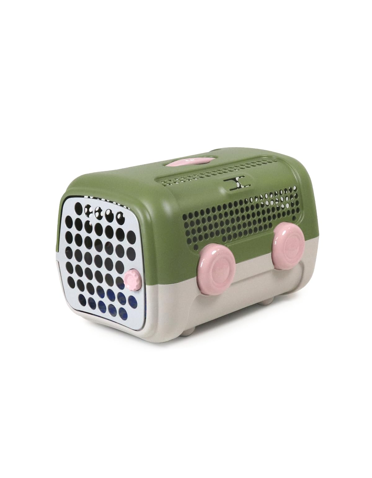 UNITED PETS A.U.T.O. – Transportín rígido para Perros y Gatos, de diseño, Fabricado en Italia, Verde/Gris Pardo, Incluye Alfombrilla higiénica, 51 x 37 x 33 cm, transportín de Viaje