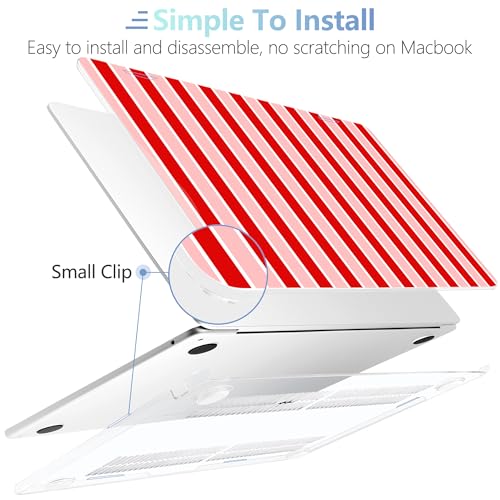 Image of MEEgoodo Case for M5 /M4 /M3 /M2 MacBook Air 13 inch 2026 2025 2024 2022, Fit Model A3449 /A3240 /A3113 /A2681, Case Compatible with MacBook Air 13.6-inch, Red&White Stripe