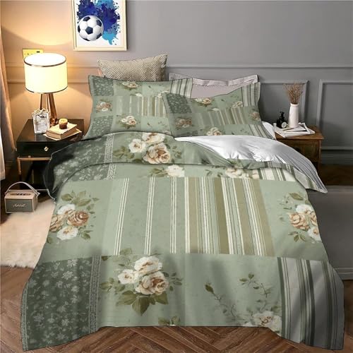 Housse de Couette Fleurs Microfibre Hypoallergénique Parure Lit King Sans Bouton - 6